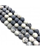 Piedra natural. Líneas negras. Frost. 06 mm diámetro. 1 mm perforación. 60 uds hilo aprox. 1 hilo.