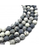 Piedra natural. Líneas negras. Frost. 06 mm diámetro. 1 mm perforación. 60 uds hilo aprox. 1 hilo.