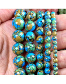 Turquesa sintética. Xinjiang TRICOLOR. 04 mm diámetro. 0,8 mm perforación. 90 uds hilo aprox.