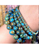 Turquesa sintética. Xinjiang TRICOLOR. 10 mm diámetro. 1 mm perforación. 35 uds hilo aprox. 1 hilo.