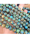 Turquesa sintética. Xinjiang TRICOLOR. 10 mm diámetro. 1 mm perforación. 35 uds hilo aprox. 1 hilo.
