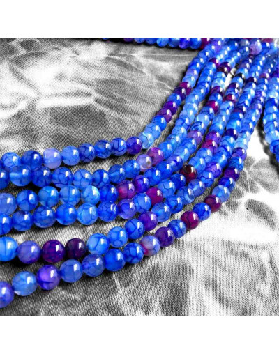 Agata Popcorn. BLUE. 08 milímetros diámetro. 1 mm perforación. 45 uds hilo aprox. 1 hilo.