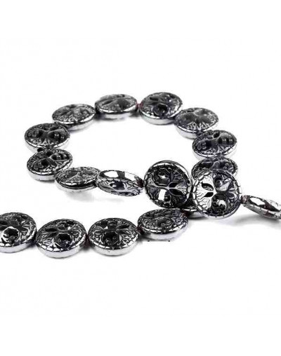 Hematite. Arbol. 12 milímetros diámetro. 1 mm perforación. 1 unidad. Hematite. Arbol. 12 milímetros diámetro. 1 mm perforación. 1 unidad.