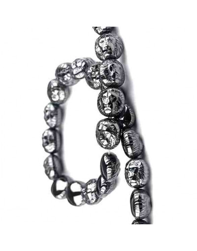 Hematite. León. 11 milímetros diámetro. 1 mm perforación. 1 unidad.