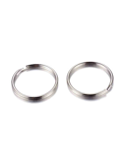 Accesorio para llaveros. Aleación de cobre. Color platino. 25 mm diámetro. 2,5 mm grosor. 10 uds.
