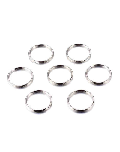 Accesorio para llaveros. Aleación de cobre. Color platino. 25 mm diámetro. 2,5 mm grosor. 10 uds.