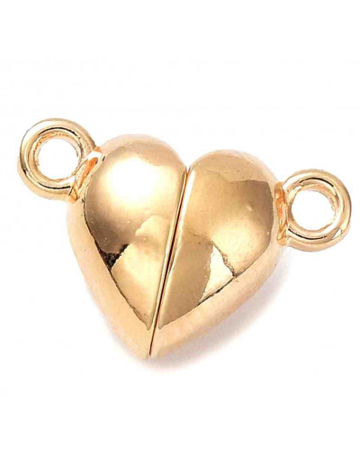 Cierre magnético. Corazón. Aleación de cobre. Real 18KGold. 15x9,5x6 mm. 1,5 mm perforación. 1 set.