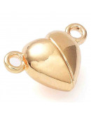 Cierre magnético. Corazón. Aleación de cobre. Real 18KGold. 15x9,5x6 mm. 1,5 mm perforación. 1 set.