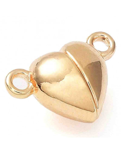 Cierre magnético. Corazón. Aleación de cobre. Real 18KGold. 15x9,5x6 mm. 1,5 mm perforación. 1 set.