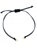 Cadena regulable para pulsera. Poliéster encerado. Arandelas acero. Color negro. 13~14 mm. 2 uds.