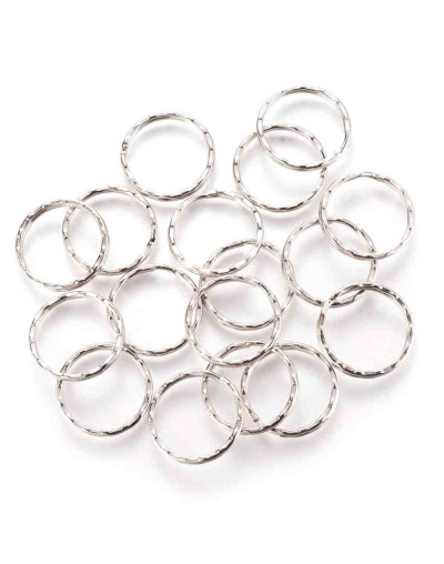 Accesorio para llavero. Aleación de cobre. Color plateado. 25 mm diámetro. 1,5 mm grosor. 10 uds.