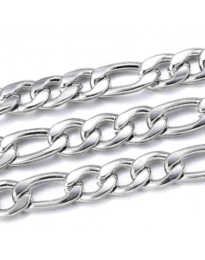 Acero inoxidable. Color plateado. Figaro Chain. 5~8x4x0,8 milímetros. 1 metro.
