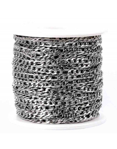 Acero inoxidable. Color plateado. Figaro Chain. 5~8x4x0,8 milímetros. 1 metro.