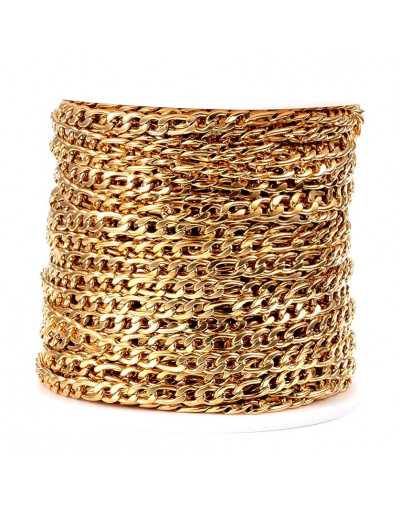 Acero inoxidable. Real 18k Gold. Figaro Chain. 5~8x4x0,8 milímetros. 1 metro.
