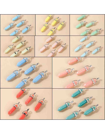 Hexágonos piedra fluorescente. Con engarce aleación color plateado. 35 milímetros. 10 uds.