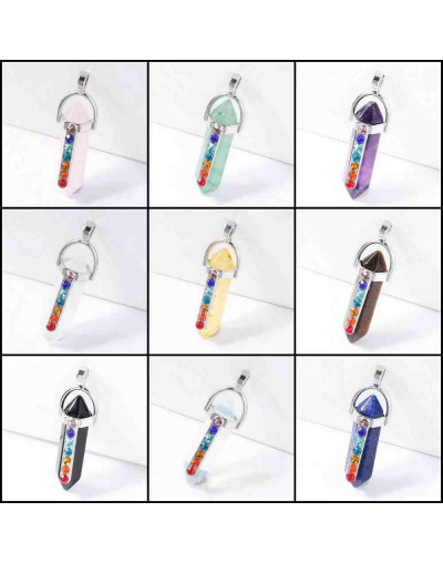 Hexágonos Chakras. Con engarce aleación color plateado. 35 milímetros. 9 uds.