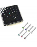 Piercing. Nose (nariz). Acero quirúrgico. Color plateado. 0,8 mm grosor. 9 mm largo. Caja 24 uds.