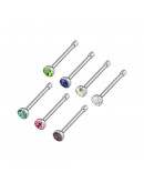 Piercing. Nose (nariz). Acero quirúrgico. Color plateado. 0,8 mm grosor. 9 mm largo. Caja 24 uds.