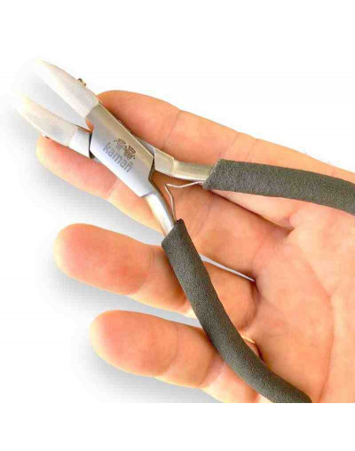 Pinza plana punta nylon. Incluye de repuesto. KAMAÑ. 140 milimetros. Acero inoxidable. 3 uds.