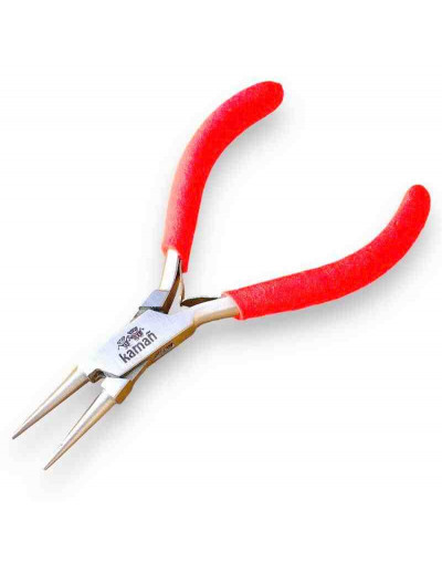 Pinza punta redonda. KAMAÑ. Acero inoxidable. 130 milímetros largo. 25 mm punta, 3 unidades.