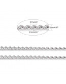 Cadena. Acero inoxidable. Color plateado. Curb Chain. 2,7x2x0,5 milímetros. 10 metros.