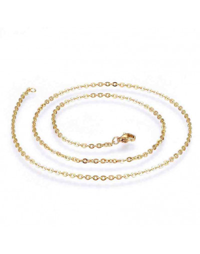 Cadena. Acero inoxidable. Color dorado. Cable Chain. Con cierre. 45 cm largo. 1,5 mm grosor. 10 uds.