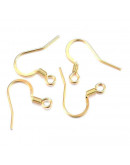 Ganchos aretes. Acero. Color dorado. 17 mm largo. 0,8 mm grosor. 2 mm agujero. 100 uds aprox.