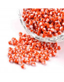 Chaquira. 2,5 mm. Color Sólido Bicolor. ORANGE-WHITE. 1 mm perforación. 1 libra. 15000 uds aprox.