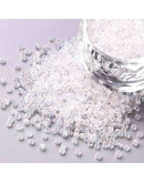 Chaquira. 2 mm. Cristal Arcoiris. CLEAR. 1 mm perforación. 1 libra. 30000 uds aprox.