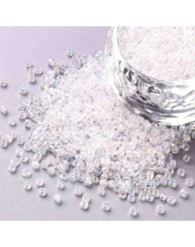 Chaquira. 2 mm. Cristal Arcoiris. CLEAR. 1 mm perforación. 1 libra. 30000 uds aprox.