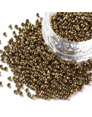 Chaquira. 2 mm. Color sólido metalizado. COCONUT BROWN. 1 mm perforación. 1 libra. 30000 uds aprox.