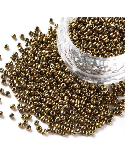 Chaquira. 2 mm. Color sólido metalizado. COCONUT BROWN. 1 mm perforación. 1 libra. 30000 uds aprox.