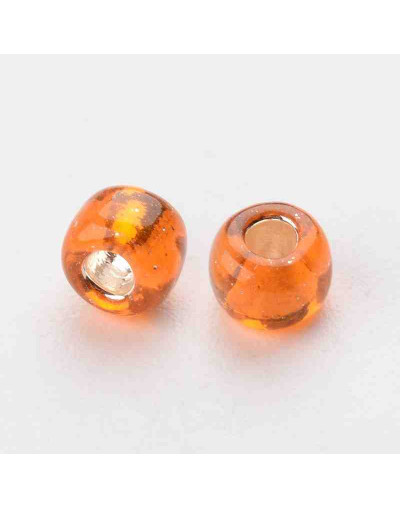 Chaquira. 4 mm. Cristal Línea Plateada. DARK ORANGE. 1.5 mm perforación. 1 libra. 4500 uds aprox.