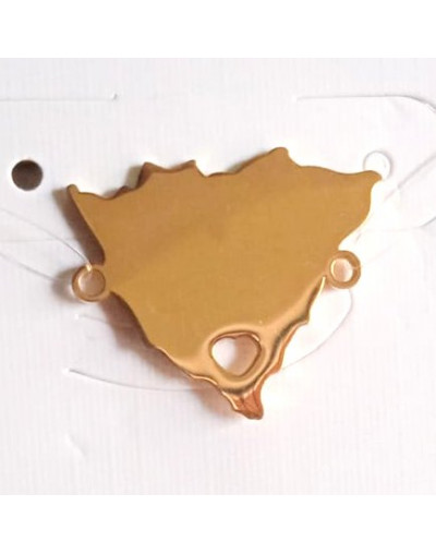 Mapa Nicaragua. Corazón. Acero Inoxidable. Color dorado. 20x18x1,2 mm. 1 mm perforación. 1 unidad.
