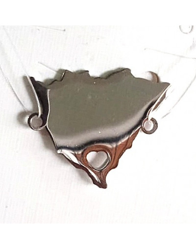 Mapa Nicaragua. Corazón. Acero Inoxidable. Color plateado. 20x18x1,2 mm. 1 mm perforación. 1 unidad.