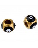 Esfera. Ojo Turco BLACK. Acero inoxidable. Color dorado. 8,5x6 milímetros. 3 mm perforación. 1 ud.