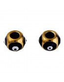 Esfera. Ojo Turco BLACK. Acero inoxidable. Color dorado. 8,5x6 milímetros. 3 mm perforación. 1 ud.