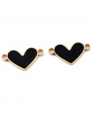 Corazón (6). Acero inoxidable. Color dorado. Esmalte negro. 8,5x16x1 mm. 1,6 mm perforación. 1 ud.