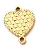 Corazón (7). Acero inoxidable. Color dorado. 12x9,5x1 milímetros. 1,2 mm perforación. 1 unidad.