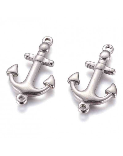 Ancla (2). Acero inoxidable. Color plateado. 27x16x2 milímetros. 1,5 mm perforación. 1 unidad.