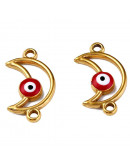 Luna+Ojo Turco. Acero inoxidable. Color dorado. 20,5x12x3 milímetros. 1,8 mm perforación. 1 unidad.