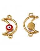 Luna+Ojo Turco. Acero inoxidable. Color dorado. 20,5x12x3 milímetros. 1,8 mm perforación. 1 unidad.