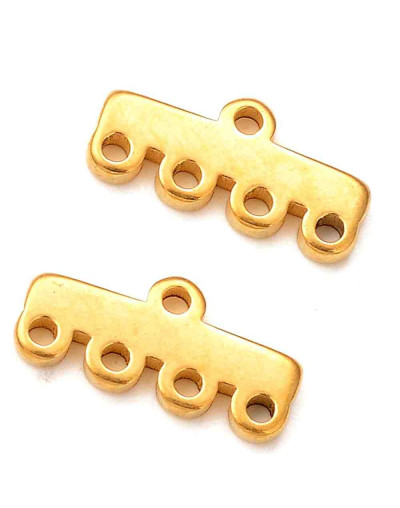 Accesorio (2). Acero inoxidable. Color dorado. 5x11,5x1,5 milímetros. 1 mm perforación. 2 unidades.