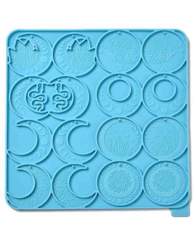 Moldes de silicona. Para resina. 8 formas diferentes (en pares). Lunas. 216x200x4 mm. 1 unidad.