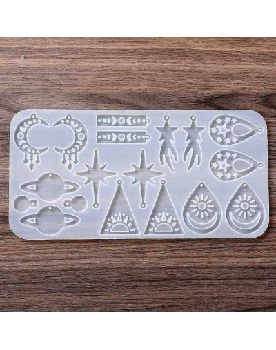 Moldes de silicona. Para resina. 9 formas diferentes. Planetas y estrellas. 263x130x5 mm. 1 unidad.