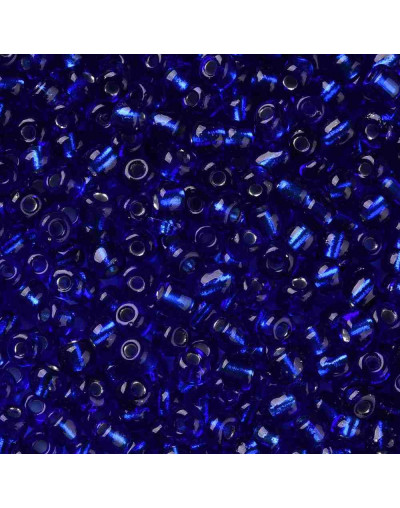 Chaquira. 4 mm. Cristal Línea Plateada. BLUE. 1.5 mm perforación. 1 libra. 4500 uds aprox.