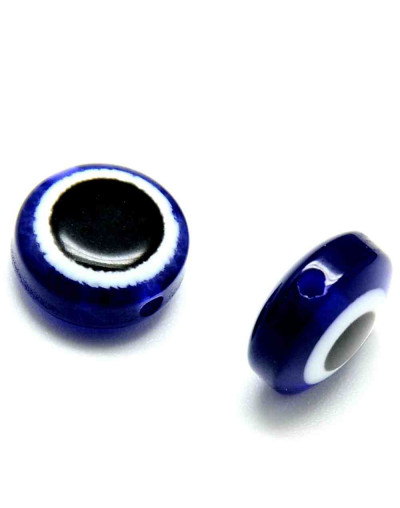 Ojo turco. Moneda. DARK BLUE. 8x6 milímetros. 1,8 mm perforación. 25 unidades.