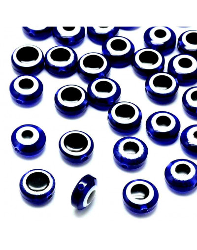 Ojo turco. Moneda. DARK BLUE. 8x6 milímetros. 1,8 mm perforación. 25 unidades.