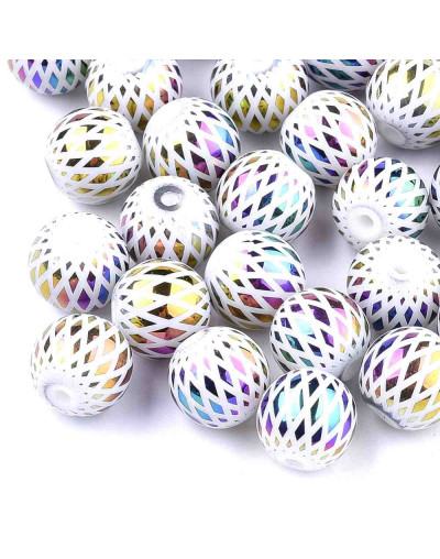 Esfera. Electroplateado-Rombos colorful. 08 milímetros. 1,5 mm perforación. 10 unidades.