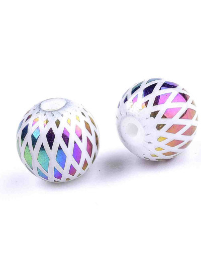 Esfera. Electroplateado-Rombos colorful. 08 milímetros. 1,5 mm perforación. 10 unidades.